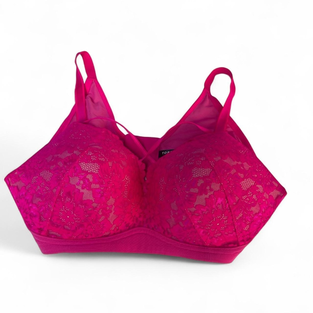 Torrid Hot Pink Floral Lace Strappy Wire-Free Bra 46C